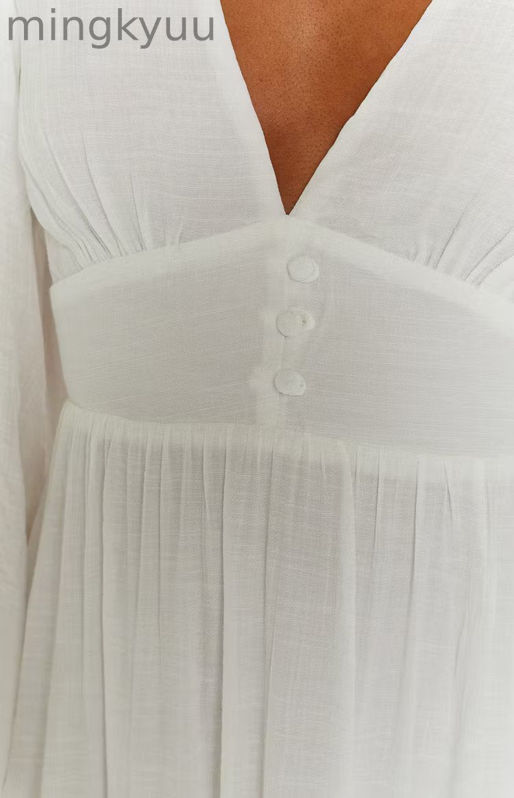Asta White Long Sleeve Mini Dress