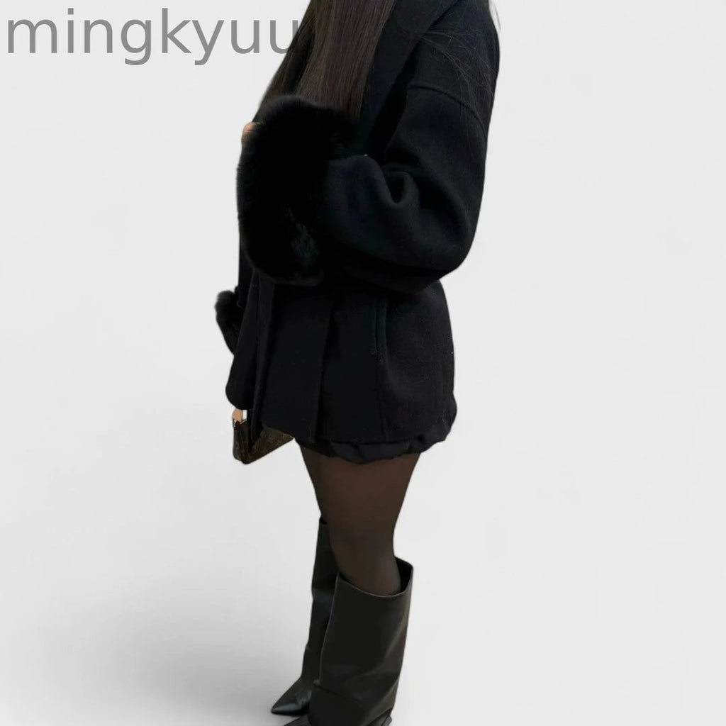 Elegant Coat with Eco-Friendly Fur Details