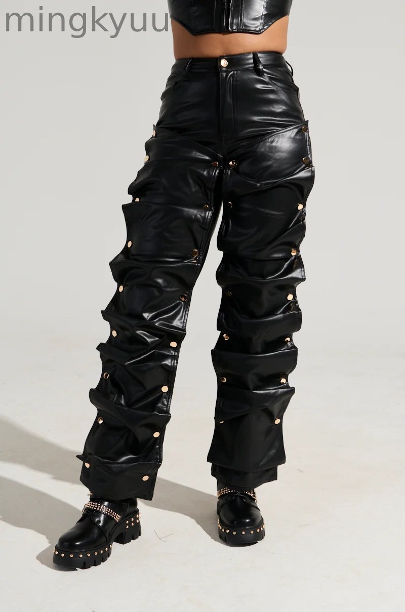 SNAP OUT OF IT FAUX LEATHER PANT
