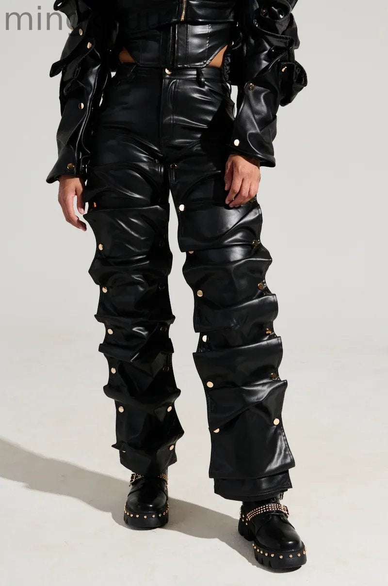 SNAP OUT OF IT FAUX LEATHER PANT
