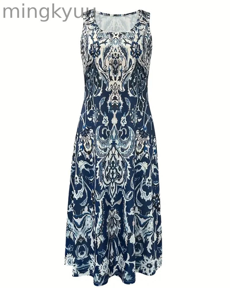 Sleeveless Trendy Printed Vacation Dress
