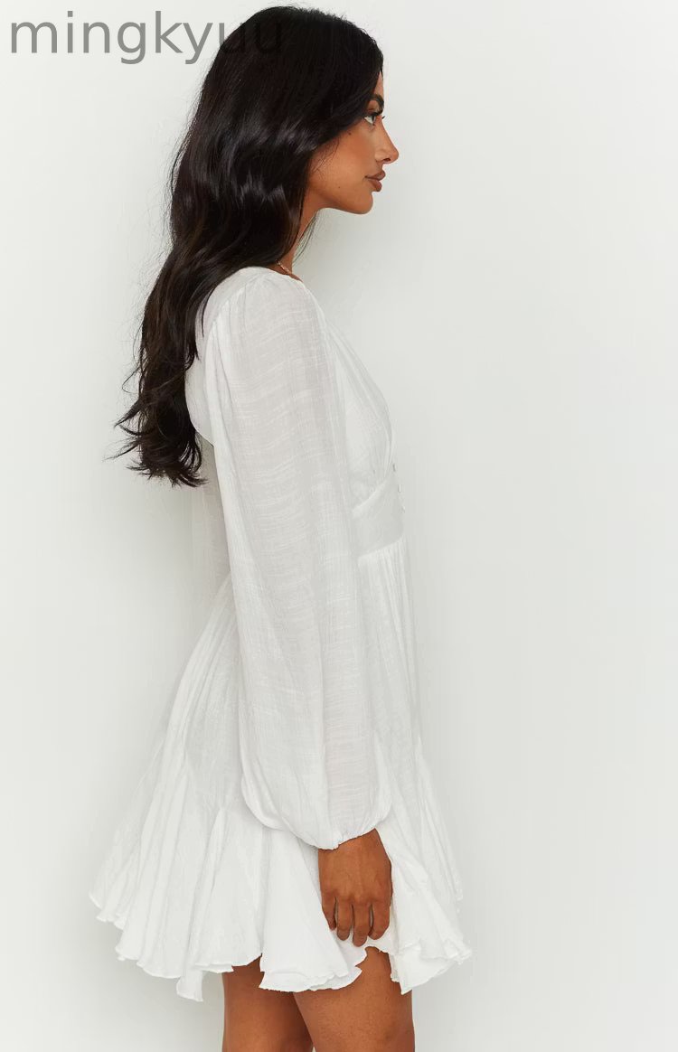 Asta White Long Sleeve Mini Dress
