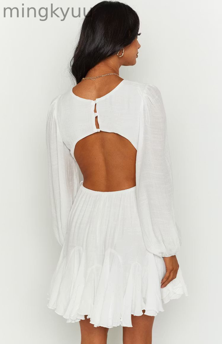 Asta White Long Sleeve Mini Dress