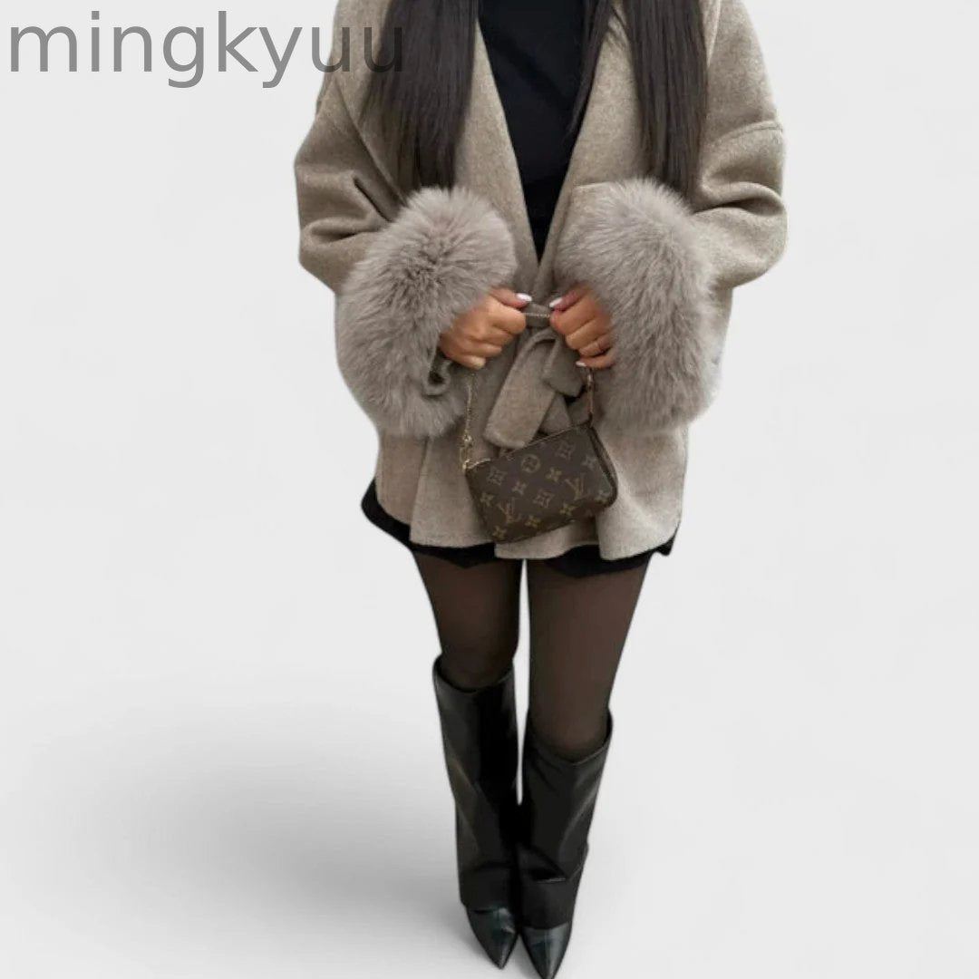 Elegant Coat with Eco-Friendly Fur Details