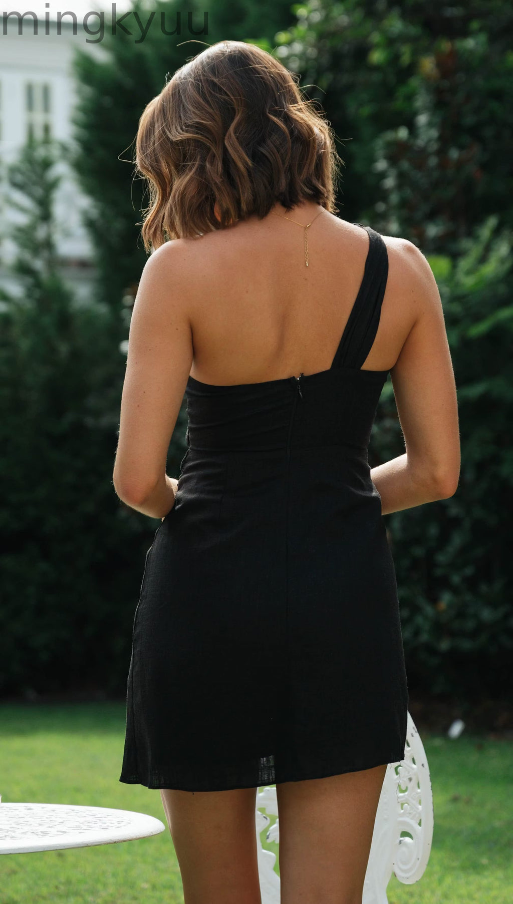 One Shoulder Knot Wrap Tie Mini Dress