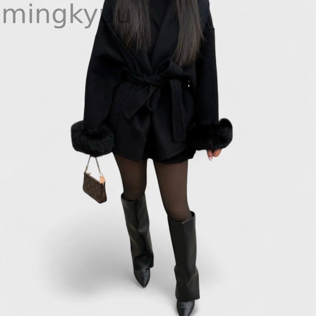 Elegant Coat with Eco-Friendly Fur Details