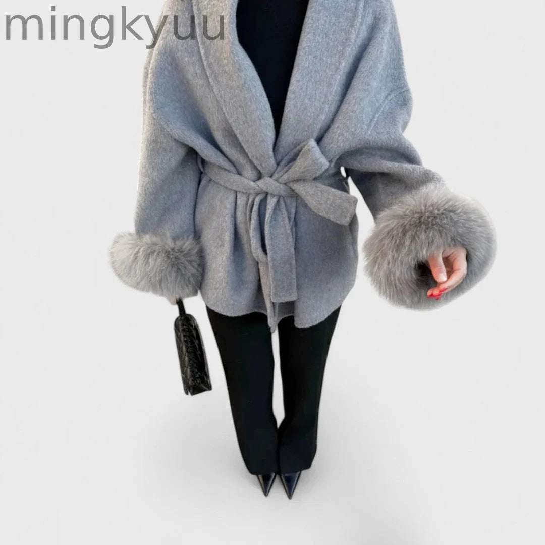 Elegant Coat with Eco-Friendly Fur Details