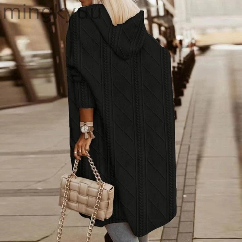 EXTENDED LENGTH HOODED CARDIGAN