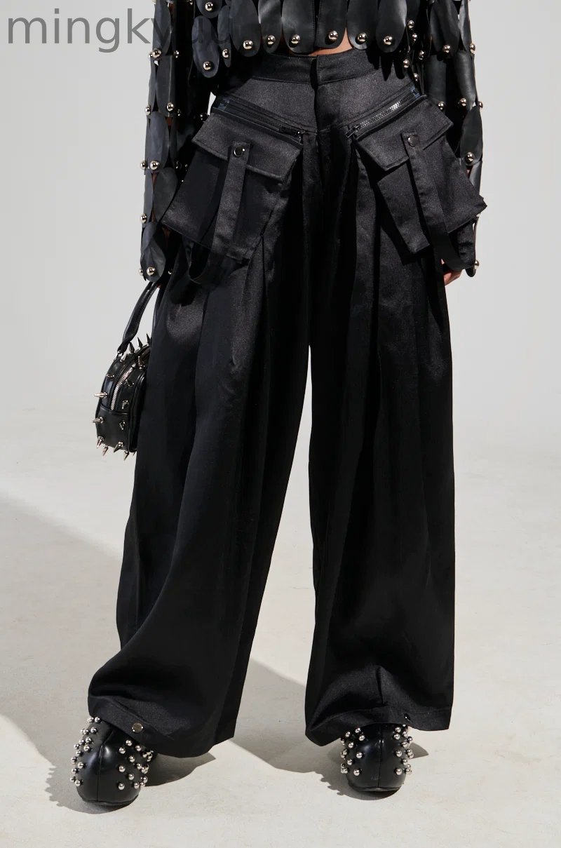 A MOMENT APART WIDE LEG TROUSER WITH POCKETS IN BLACK
