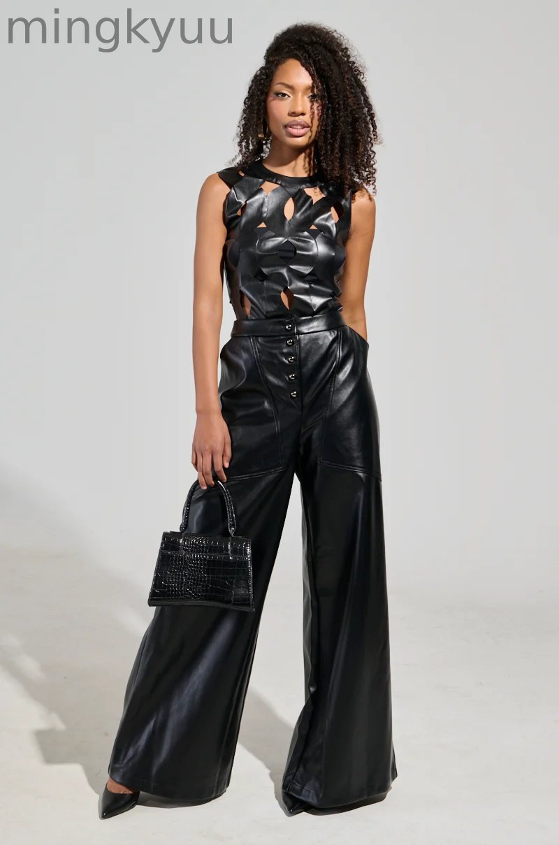 FAUX LEATHER PANT IN BLACK