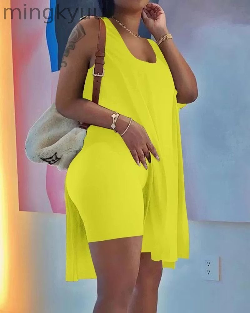 Neck Sleeveless Dress& Shorts Set(Buy 2 Free Shipping )