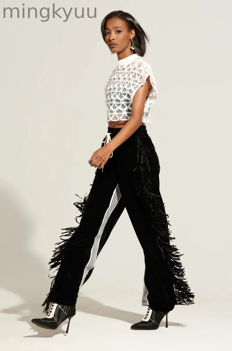 CARLY FRINGE VELVET JOGGER