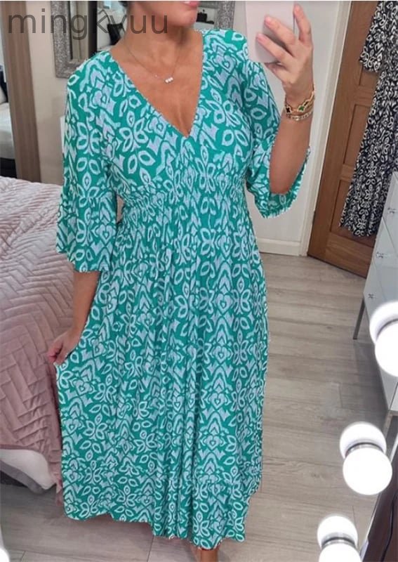 V-Neck Floral Dress