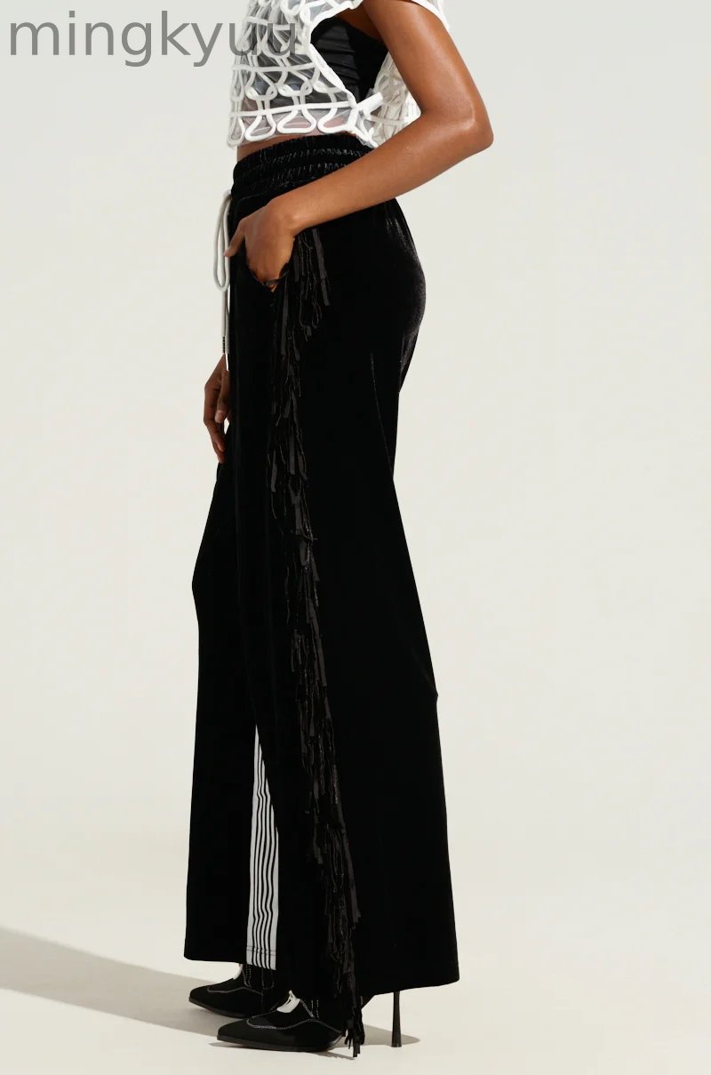 CARLY FRINGE VELVET JOGGER