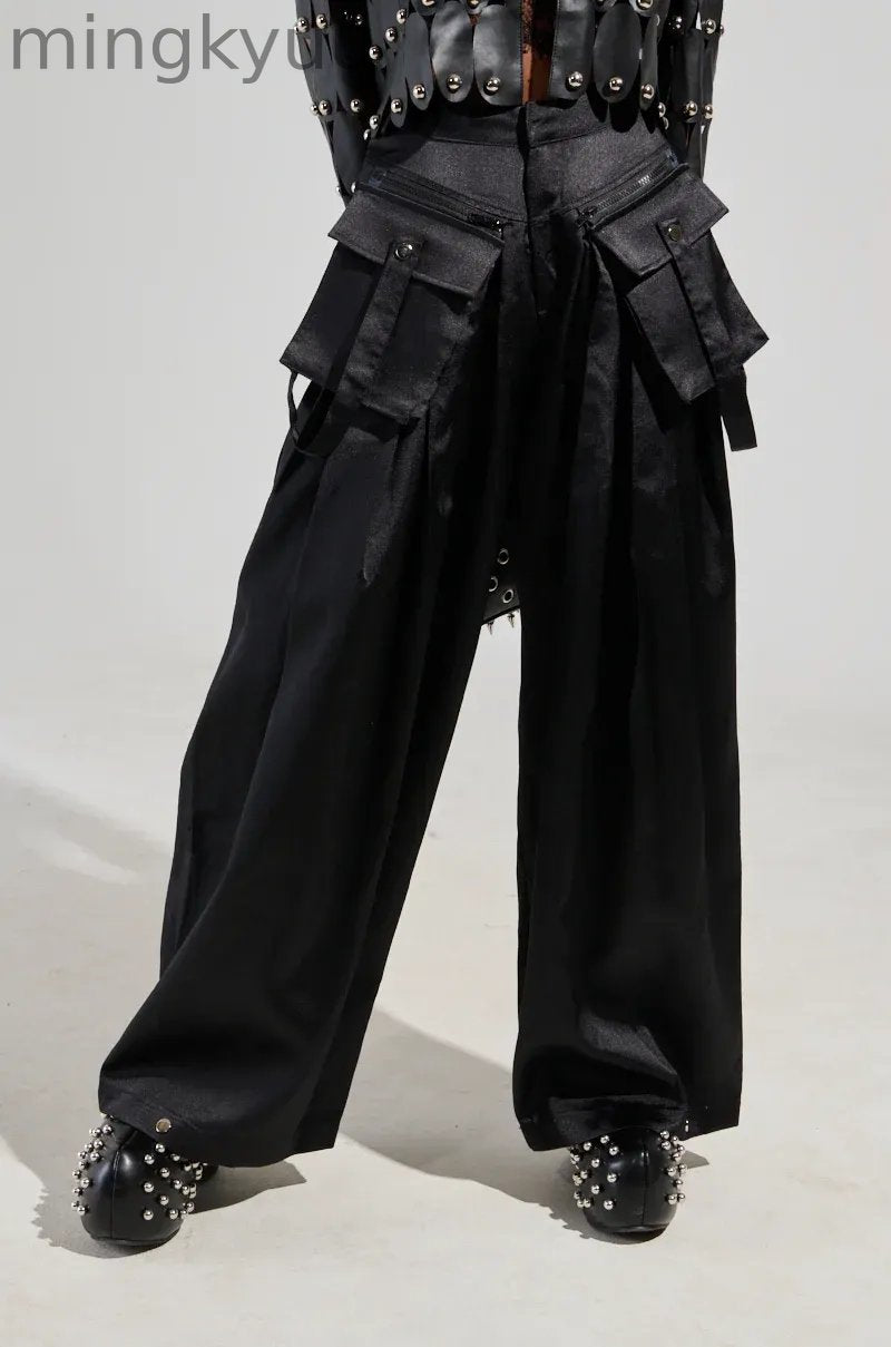 A MOMENT APART WIDE LEG TROUSER WITH POCKETS IN BLACK