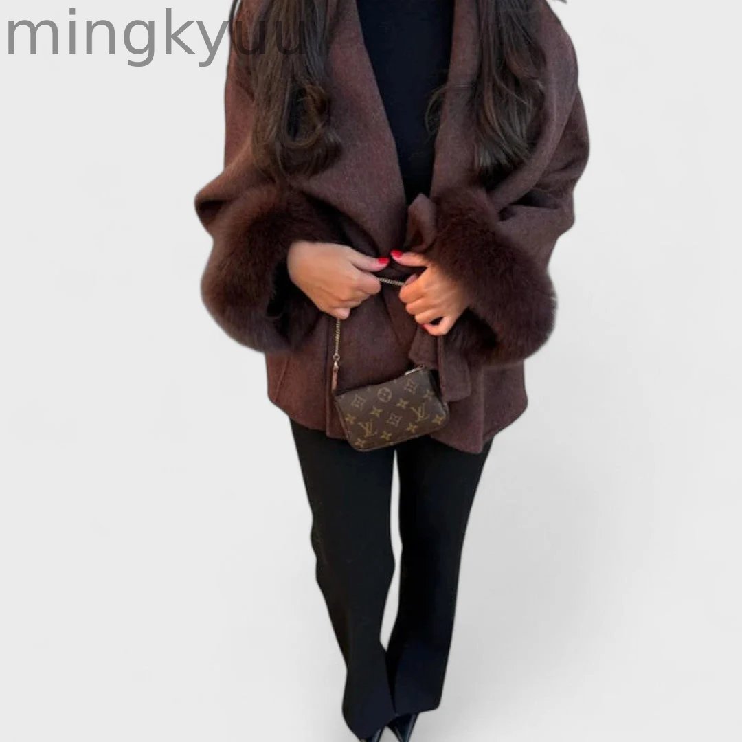Elegant Coat with Eco-Friendly Fur Details