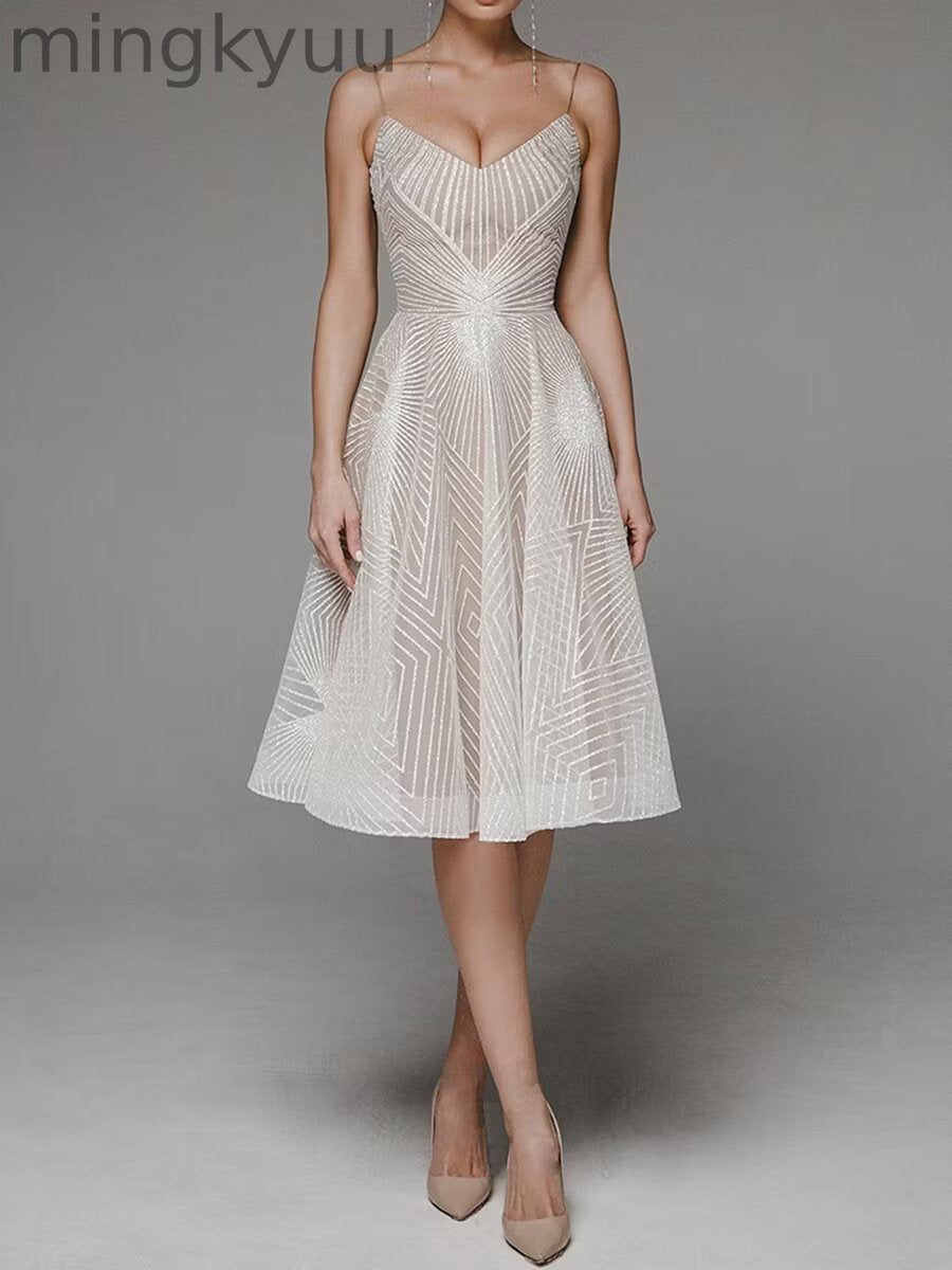 Fashion V Neck Sling A-Line Dress