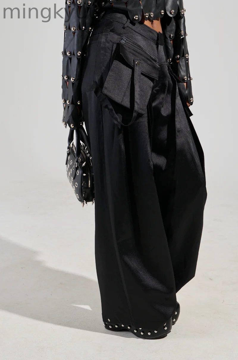A MOMENT APART WIDE LEG TROUSER WITH POCKETS IN BLACK
