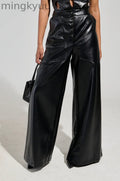 FAUX LEATHER PANT IN BLACK