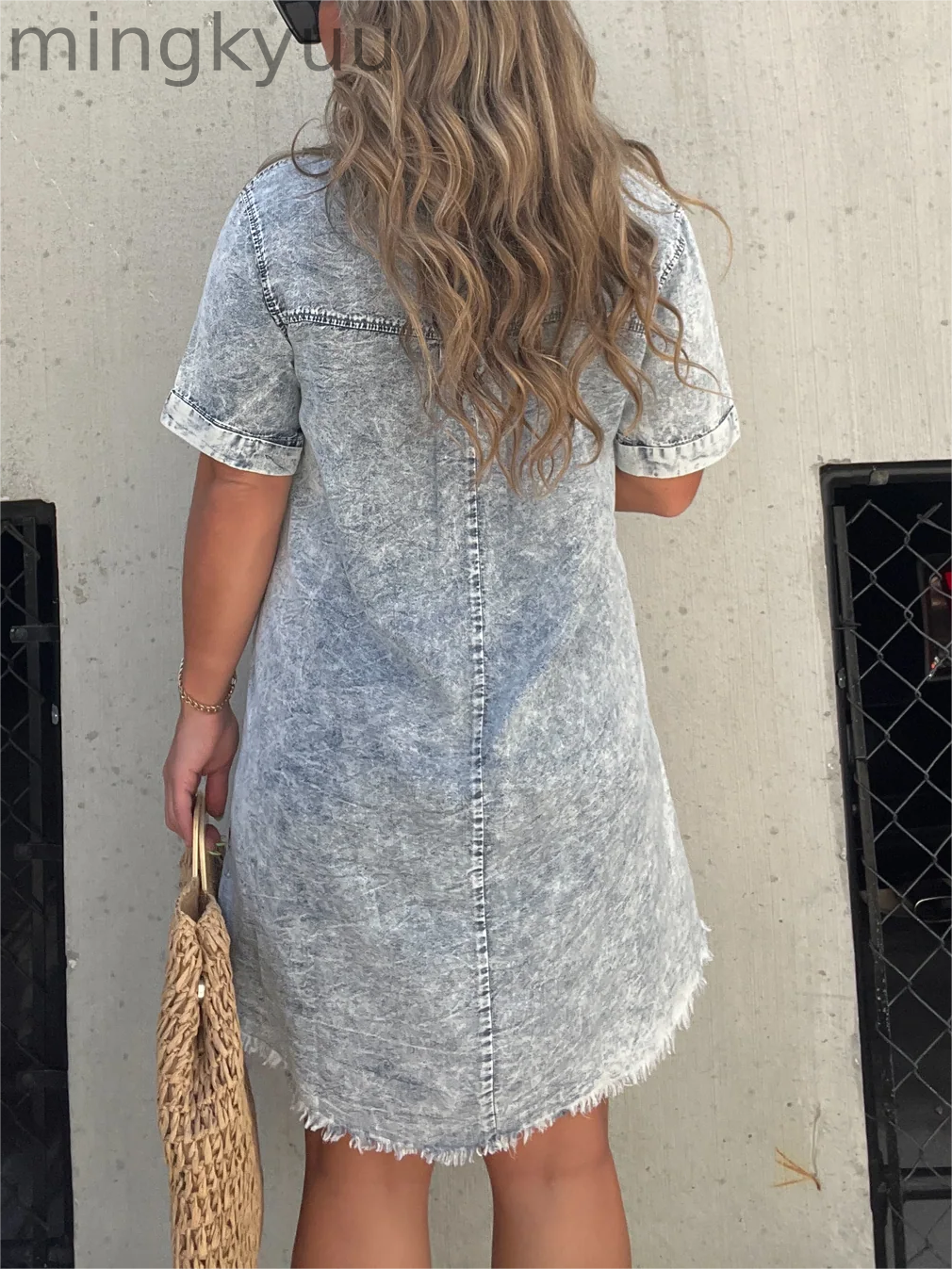 New Women's Washed Shirt Dress