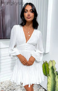 Asta White Long Sleeve Mini Dress