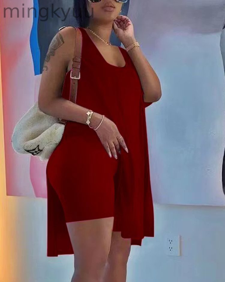 Neck Sleeveless Dress& Shorts Set(Buy 2 Free Shipping )