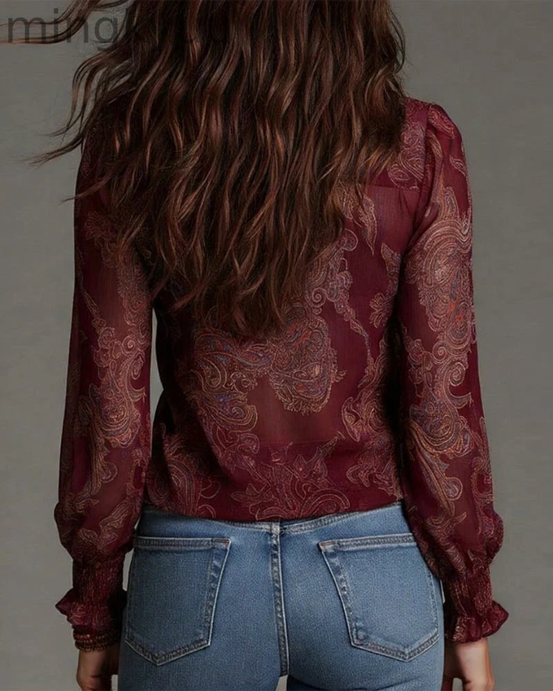 Retro Ruffle Demi-Zip Blouse