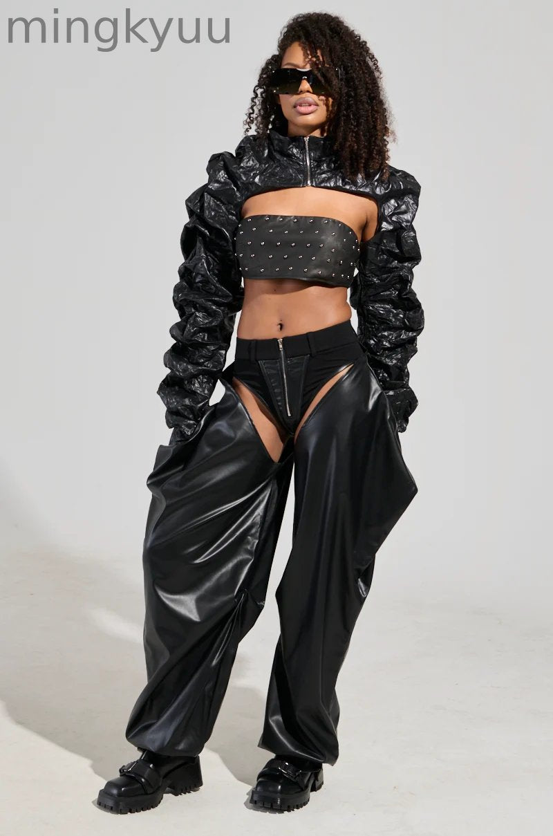 DARK SIDE FAUX LEATHER CHAPS