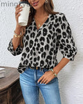 Blouse Half Sleeve Leopard Print Loose