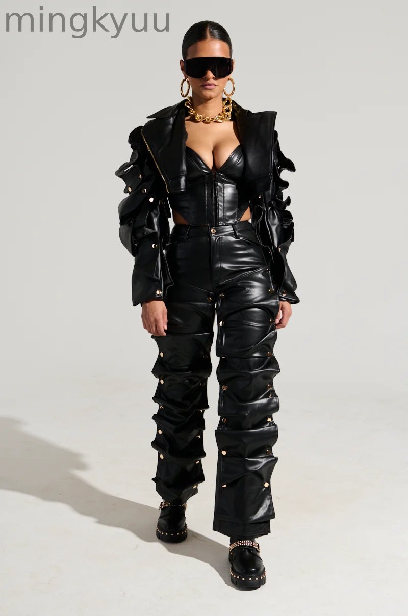 SNAP OUT OF IT FAUX LEATHER PANT