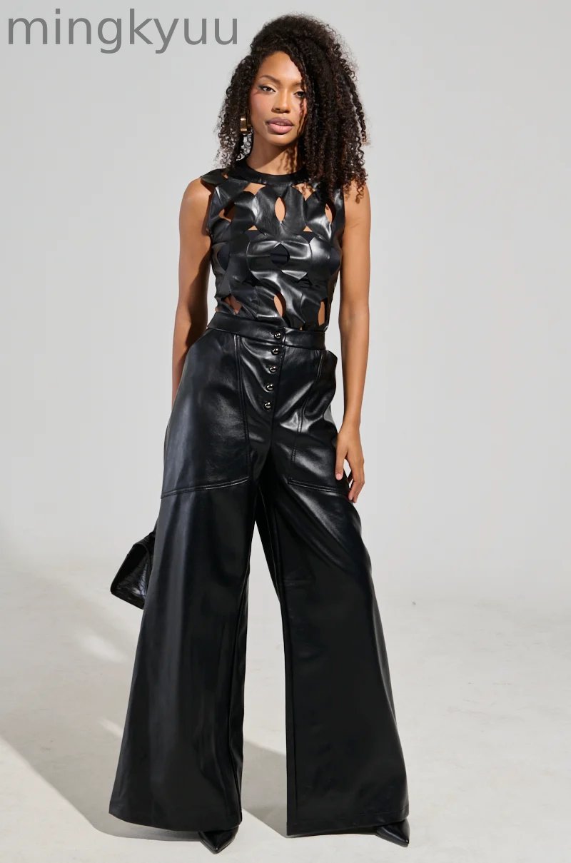 FAUX LEATHER PANT IN BLACK