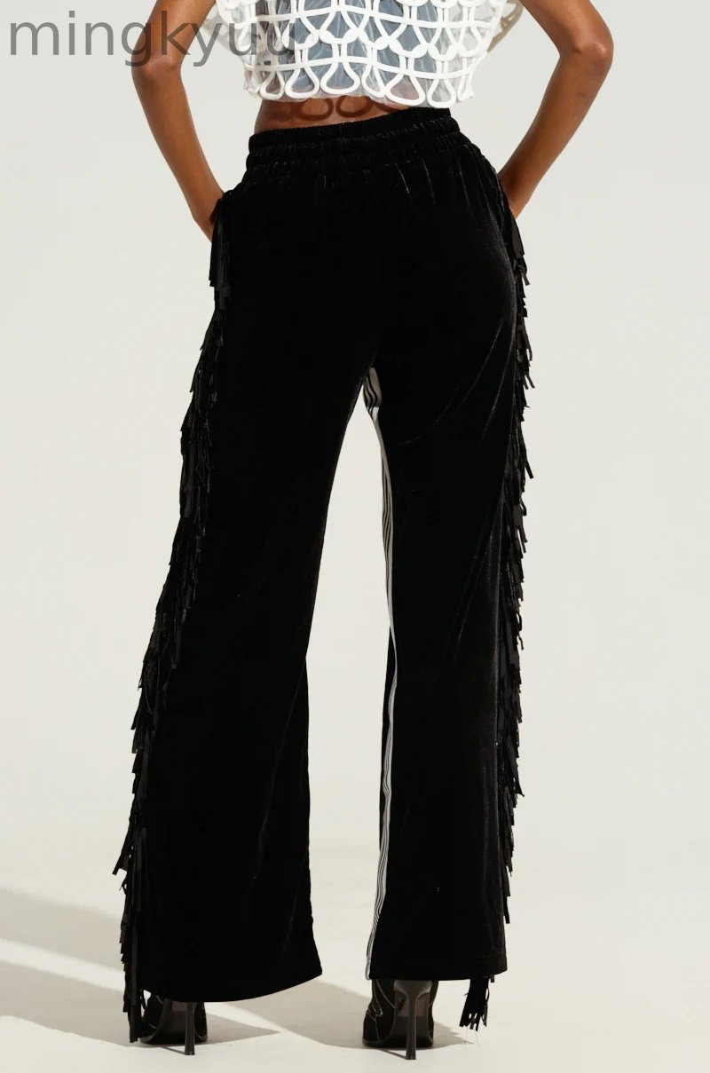 CARLY FRINGE VELVET JOGGER