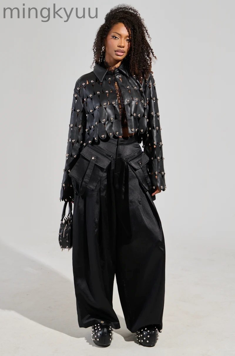 A MOMENT APART WIDE LEG TROUSER WITH POCKETS IN BLACK
